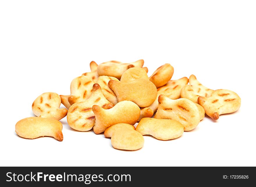 Salted crackers isolated on white background. Salted crackers isolated on white background.