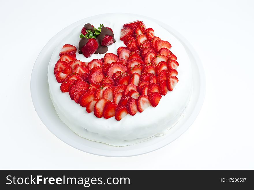 Light yogurt cake with strawberries
