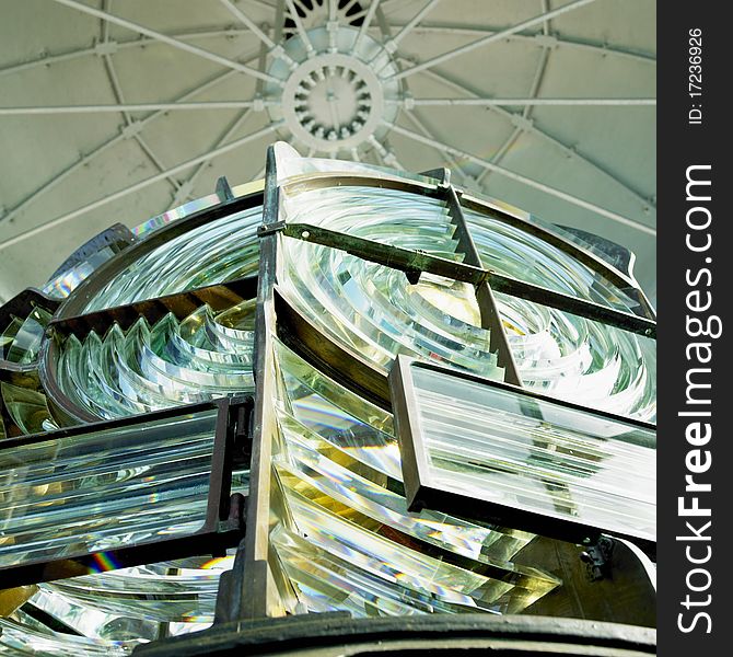 Lighthouse's interior with Fresnel lens, Cuba