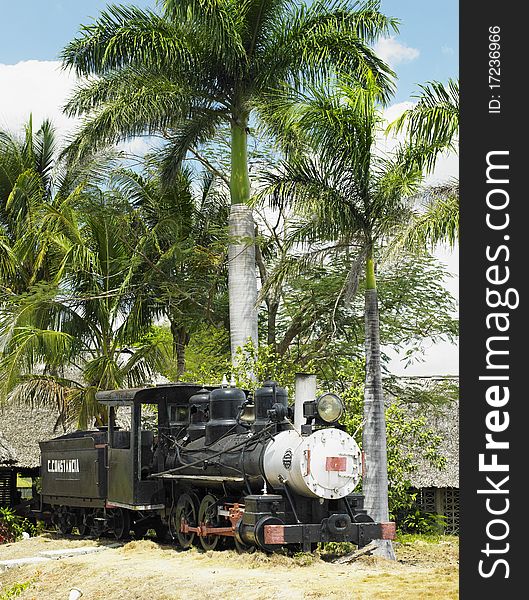 Memorial of steam locomotive Baldwin, Aguada, Cienfuegos Province, Cuba. Memorial of steam locomotive Baldwin, Aguada, Cienfuegos Province, Cuba