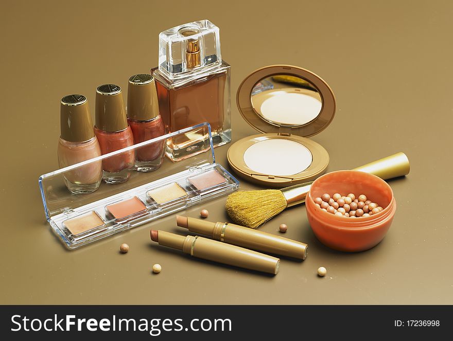 Still life of decorative cosmetics