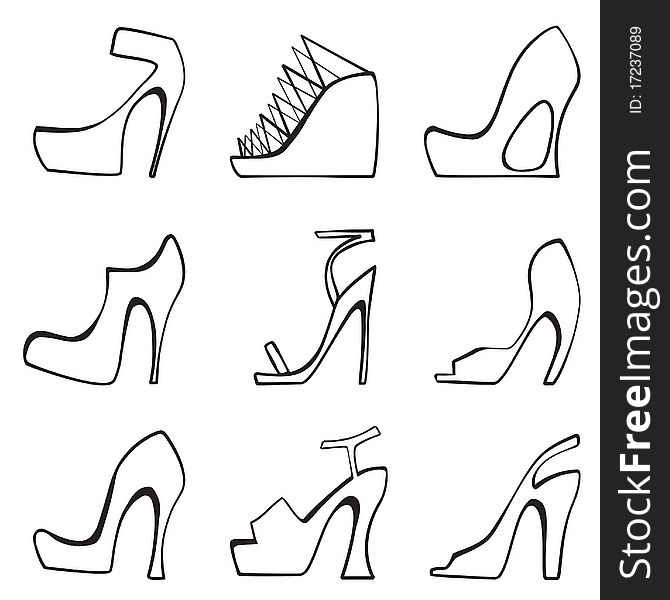 vector set of fashion woman shoes