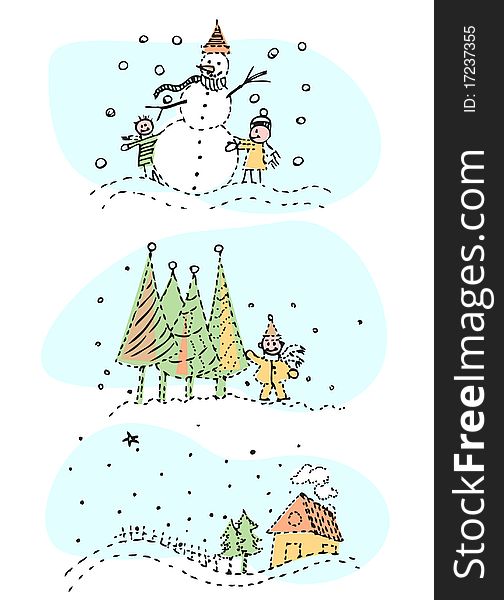 vector set of winter designs