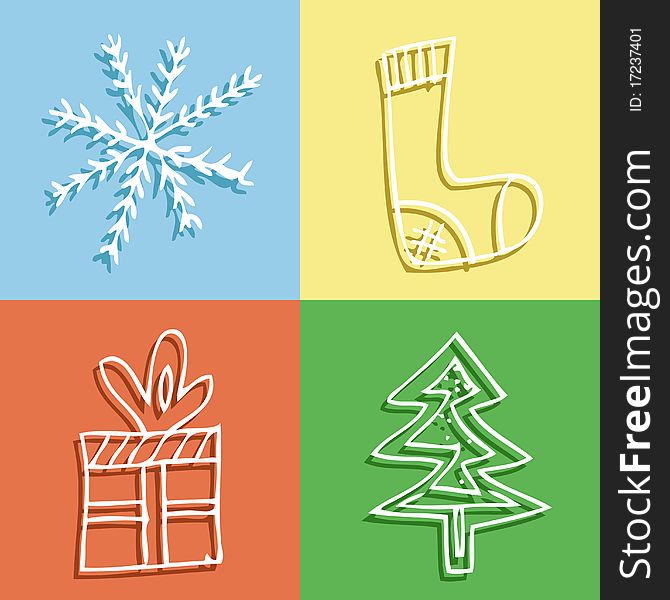 vector set of christmas icons