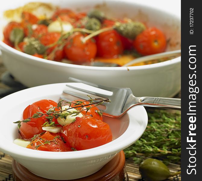 Warm tomato salad with capers