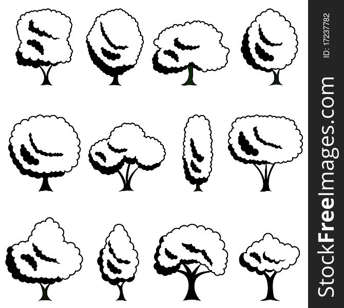 Vector set of drawing tree illustration . Vector set of drawing tree illustration
