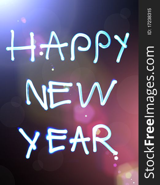 New year card with lighting text