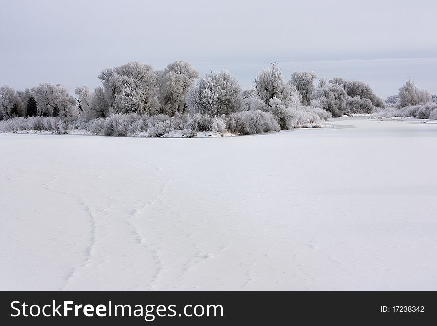 Winter on the Snake River near Blackfoot Idaho