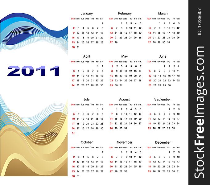 Calendar 2011 with abstract composition