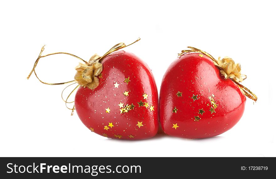 Two heart-shaped decoration for christmas tree. Two heart-shaped decoration for christmas tree