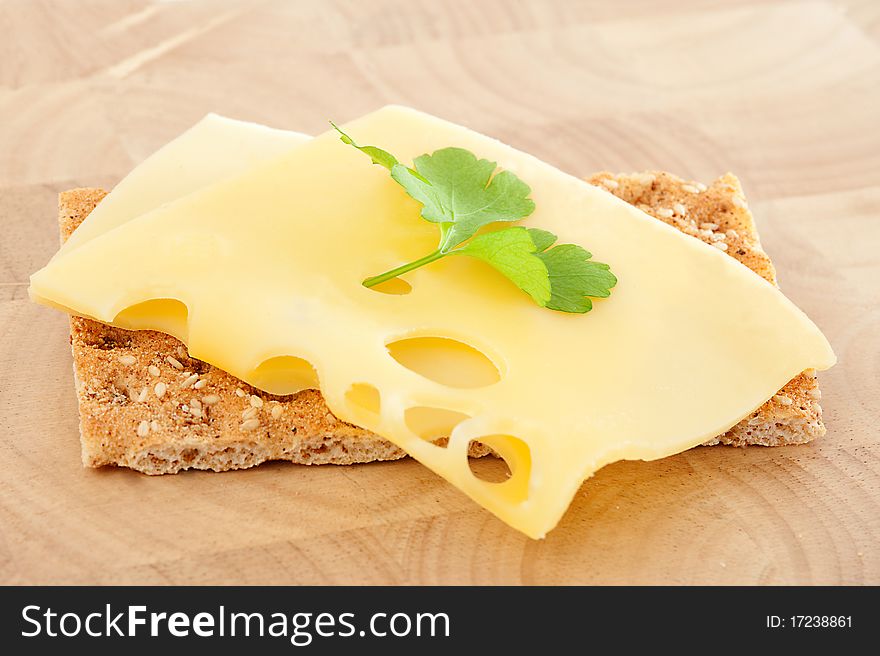 Healthy diet with crispbread on bred