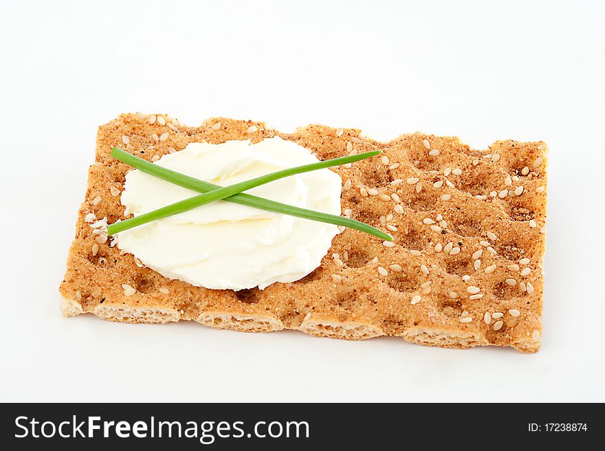 Healthy diet with crispbread on bred