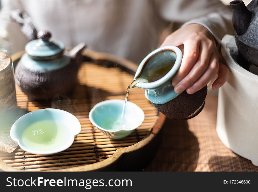 Traditional Chinese pouring tea ceremony
