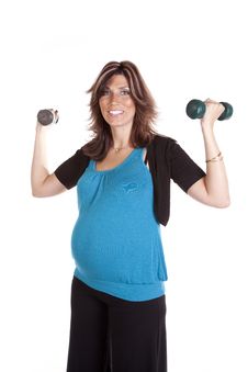 Pregnant Blue Shrit Weights Up Royalty Free Stock Photos Pregnant Blue Shrit Weights Up Royalty Free Stock Photos