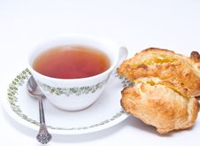 Tea And Pies Of Puff Pastry. Royalty Free Stock Photos Tea And Pies Of Puff Pastry. Royalty Free Stock Photos