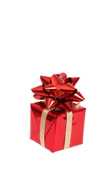 Red Gift Box With A Bow Stock Photo