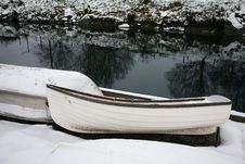 Rowboats In Snow Royalty Free Stock Photography Rowboats In Snow Royalty Free Stock Photography