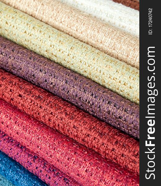 Many examples of colored cotton lining layer