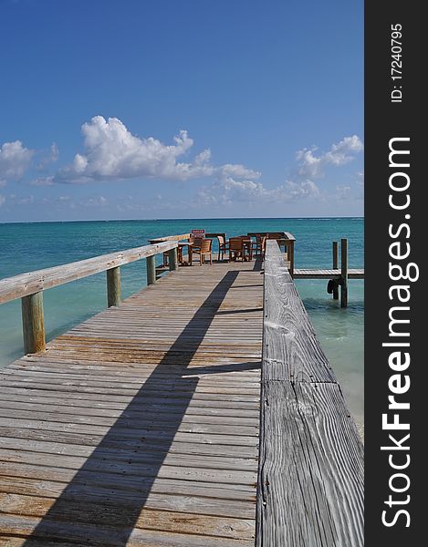 Wood pier at bahamas island