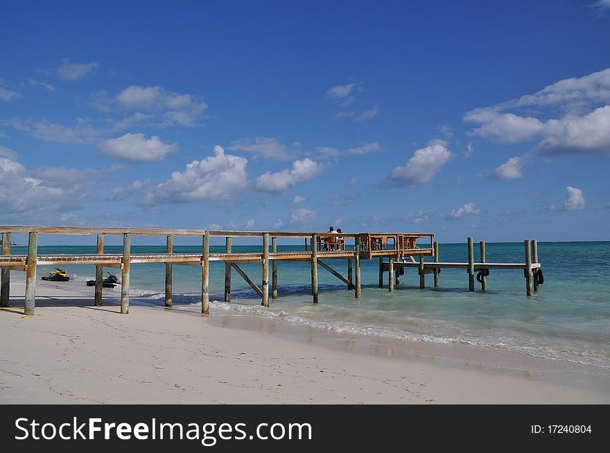 Wood pier at bahamas island