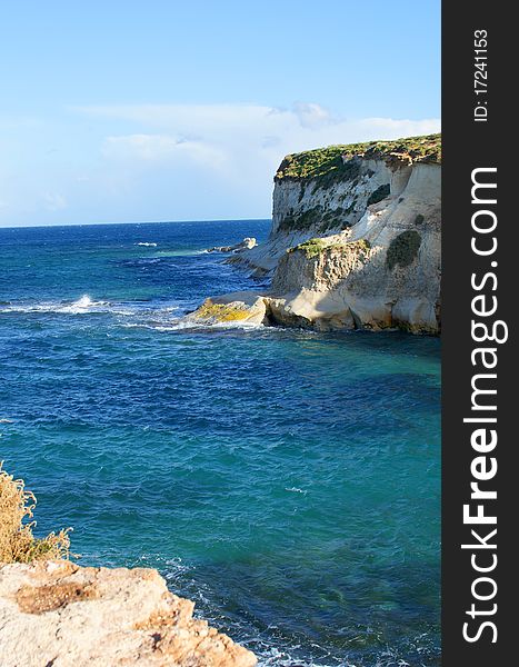 Typical summer landscape and scenery from the coast in Malta. Typical summer landscape and scenery from the coast in Malta