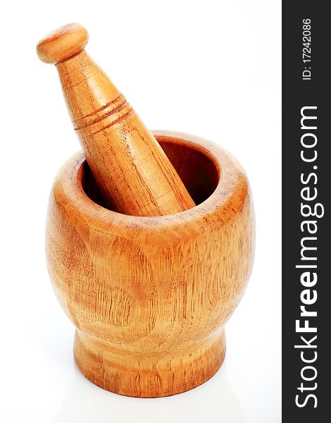 Wooden mortar with clipping path