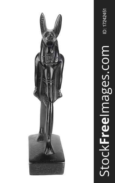Anubis Egypt God black statue isolated on the white background. Anubis Egypt God black statue isolated on the white background.