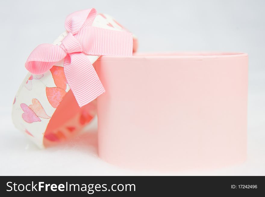 Beautiful pink box isolated on white background