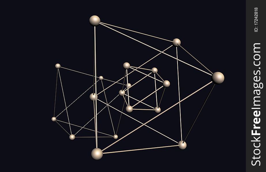 3D rendered triangular structure of the molecules