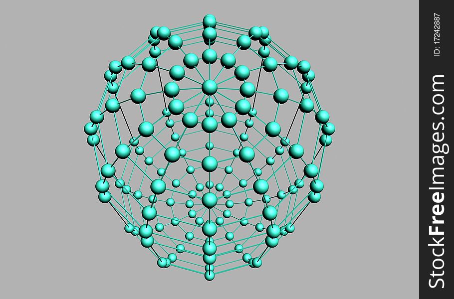 3D rendered spherical molecular structure
