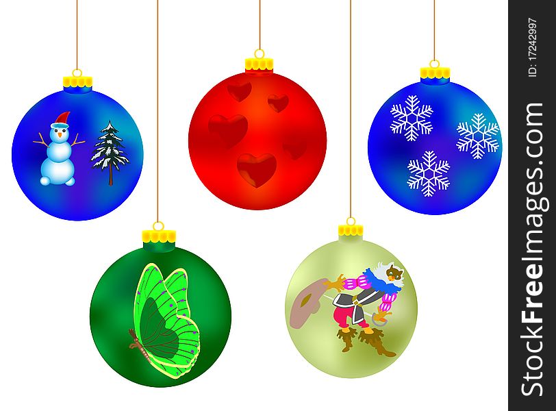 Toys for embellishment of the fir tree for new year. Toys for embellishment of the fir tree for new year