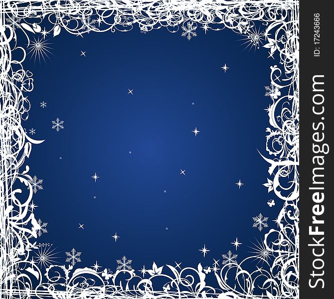 Grunge Christmas frame with snowflakes, element for design - vector