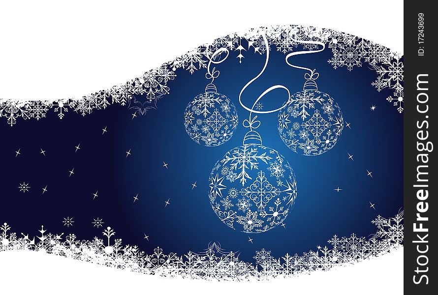 Illustration christmas background with balls made of snowflakes - vector