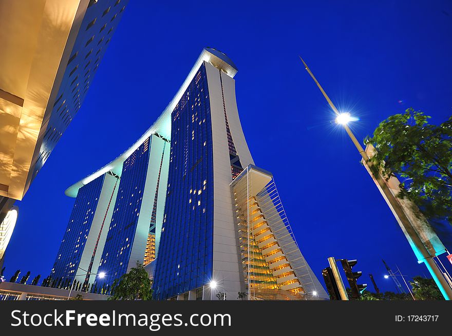 Modern skyscraper in the city at night