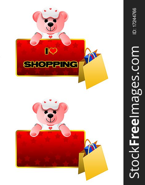 A cute Teddy Bear female with customizable frame for logos or simply text. A cute Teddy Bear female with customizable frame for logos or simply text.