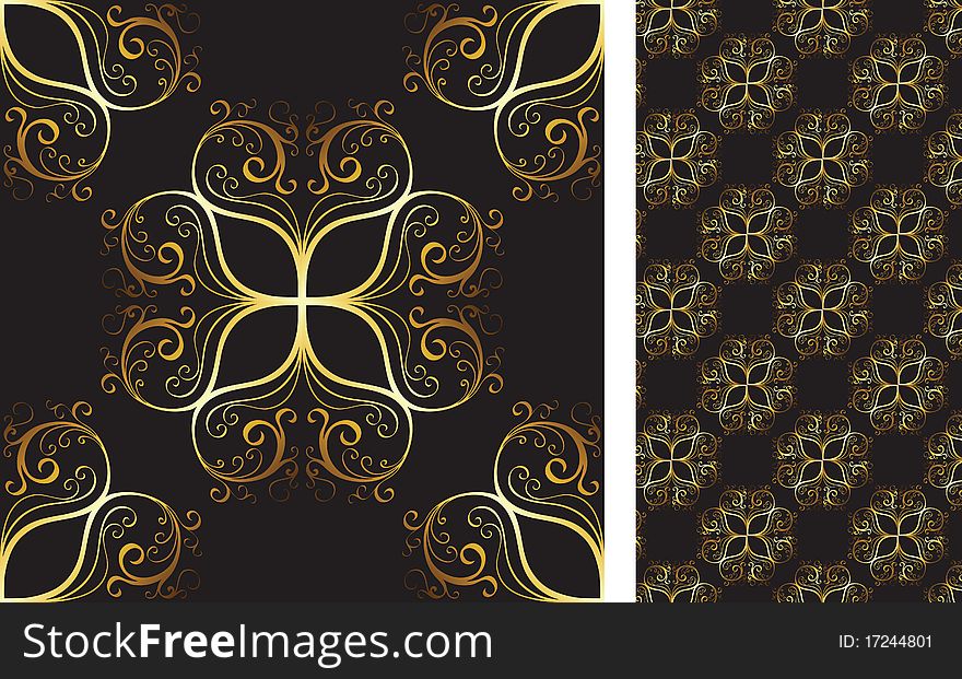 Seamless abstract gold and black background. Seamless abstract gold and black background