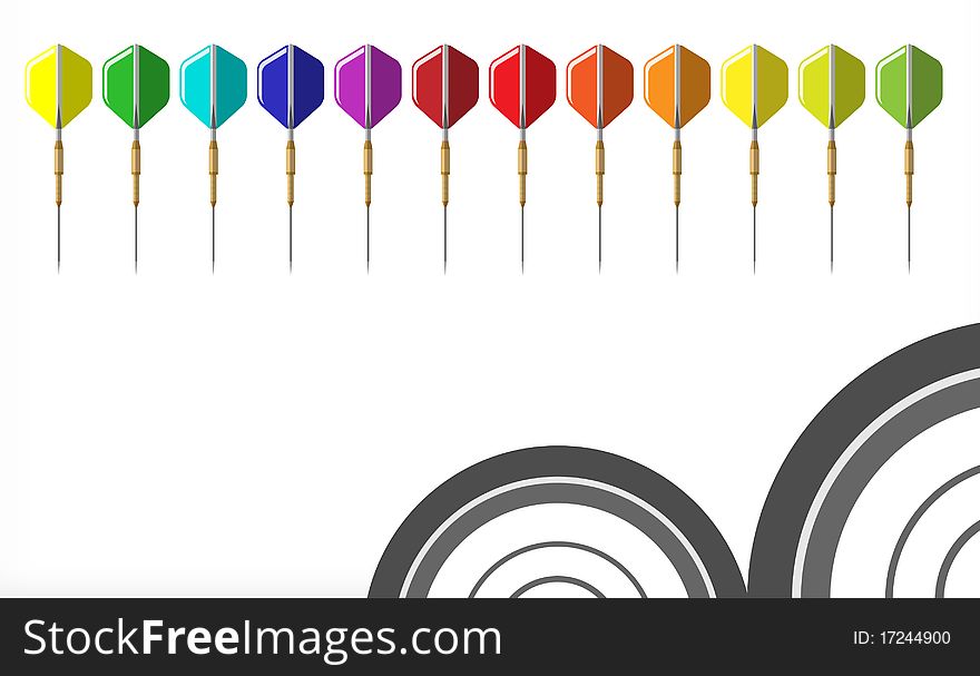 The background color of the darts and black rings. Illustration. The background color of the darts and black rings. Illustration