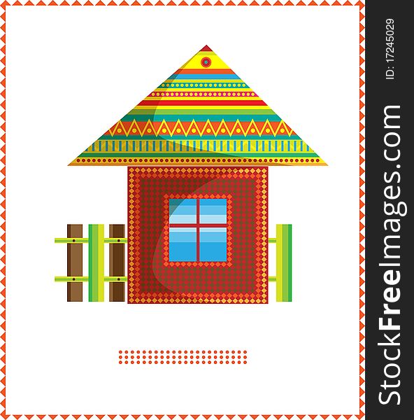 House in popular style with patterns. Illustration. House in popular style with patterns. Illustration