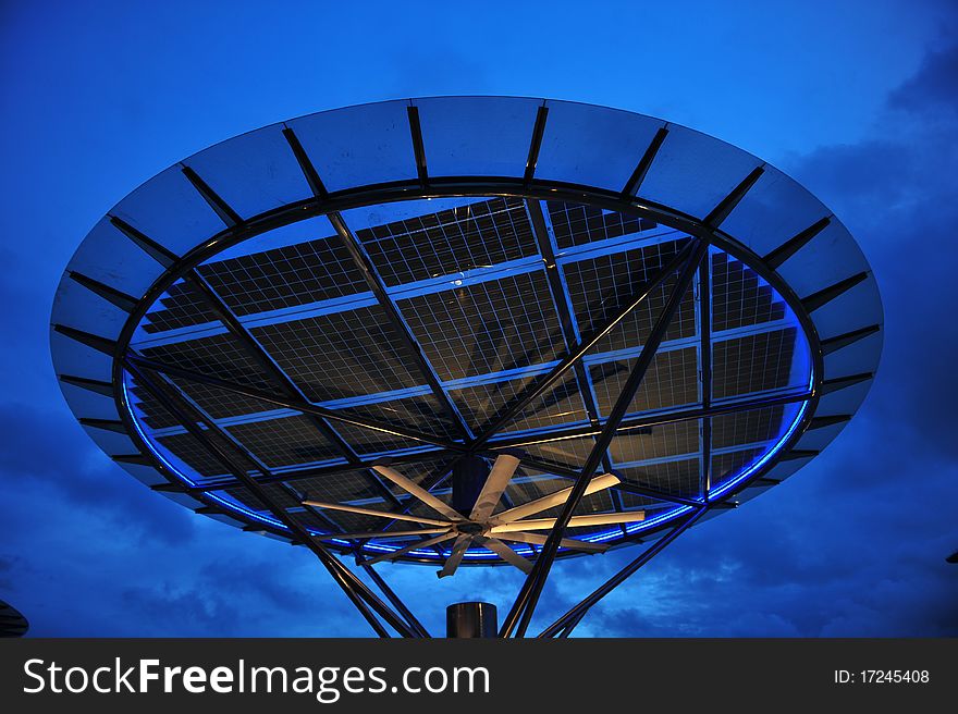 Solar energy panel in the city