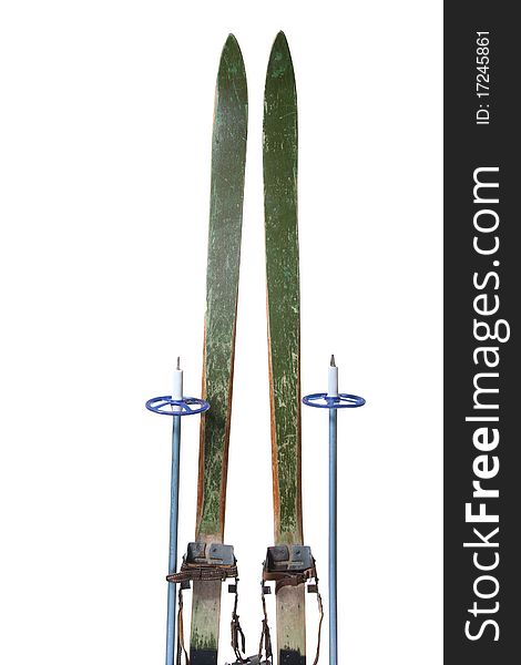 Pair Of Ancient Wooden Skis