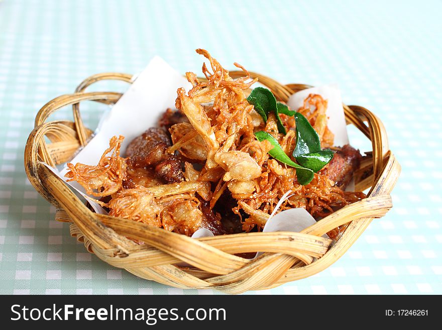 Fried chicken with herb.