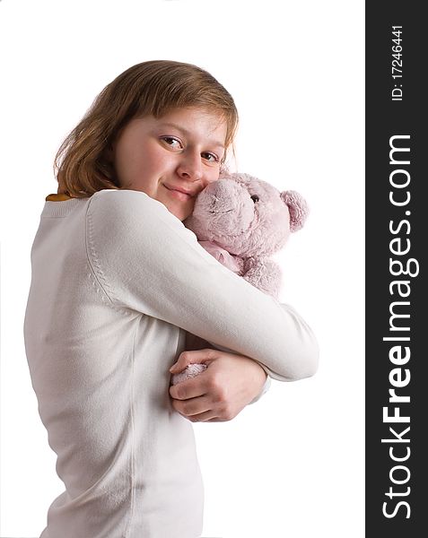 Girl with pink Teddy bear