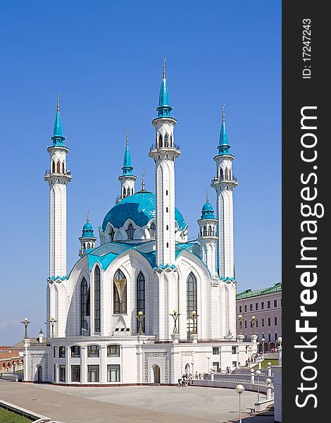 View of the beautiful Qolsharif Mosque in the Kremlin, Kazan, Russia.