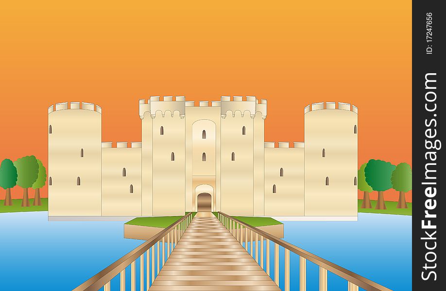 Illustration of the famous bodiam castle in sussex england. Illustration of the famous bodiam castle in sussex england