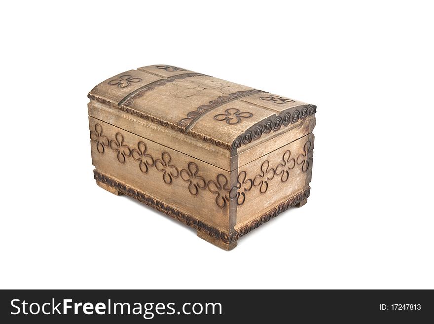 Wooden chest isolated on white background