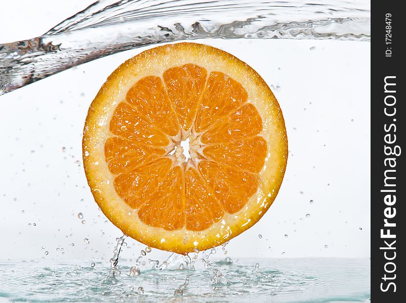 Fruits and splashes on white background. Fruits and splashes on white background