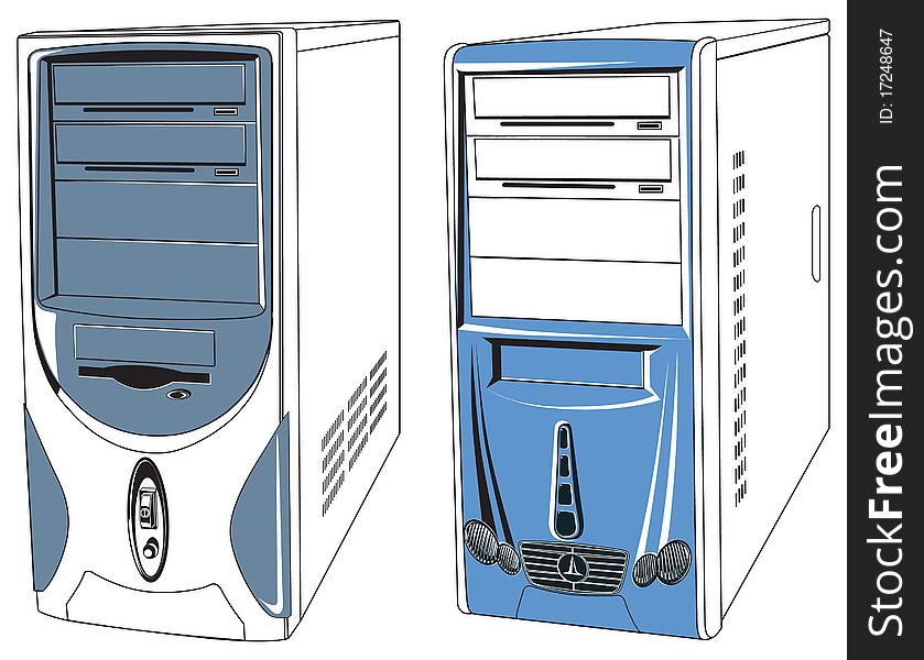 Two old-style computer case in middletower forms-factors. Two old-style computer case in middletower forms-factors