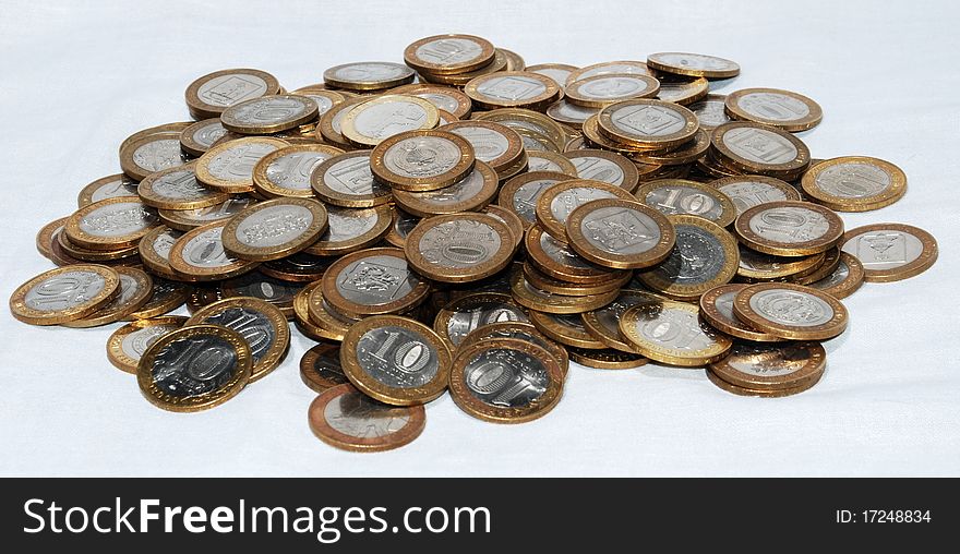Coins on a white background
