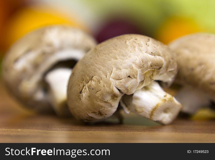 Three Brown Mushrooms