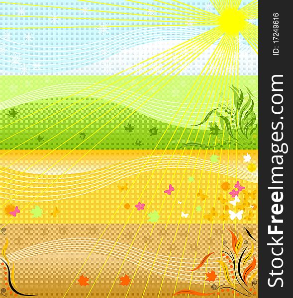 Illustration of four seasons. Abstract background.